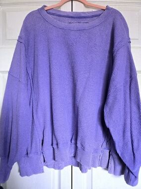 American Eagle Oversized Waffle Knit Crewneck Sweater — Lavender - Size M